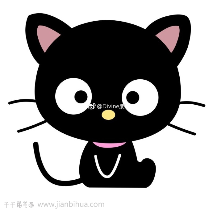 黑猫简笔画 卡通图片
