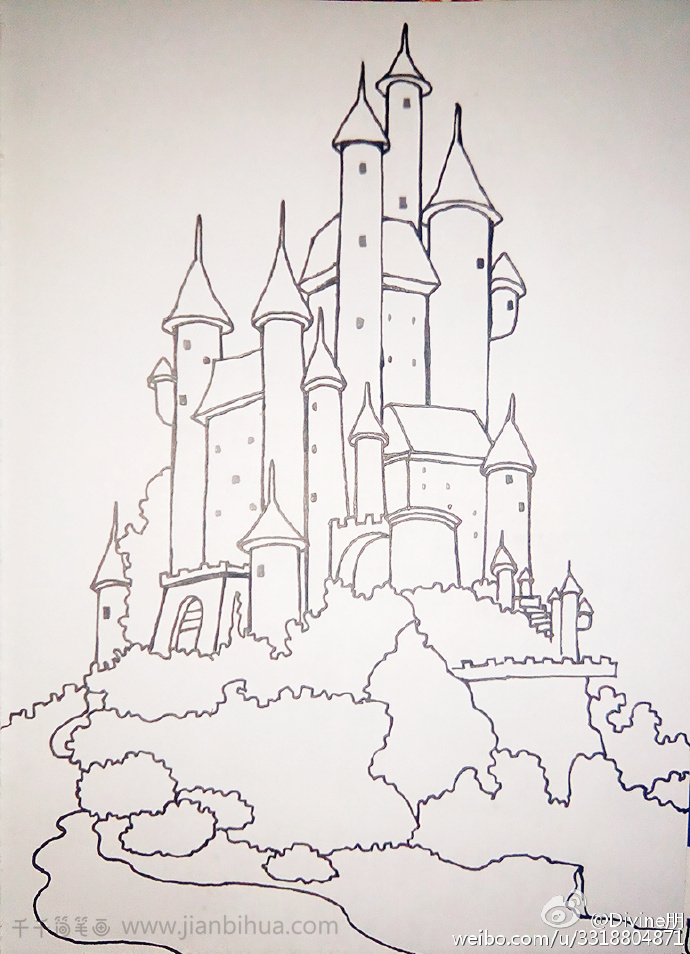 城堡简笔画步骤图