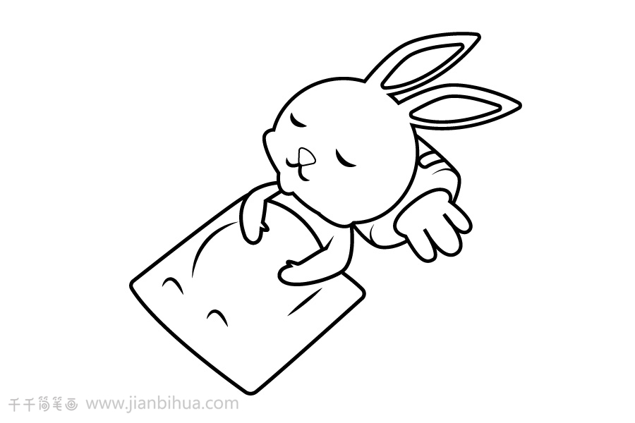 睡觉的小兔子简笔画图片