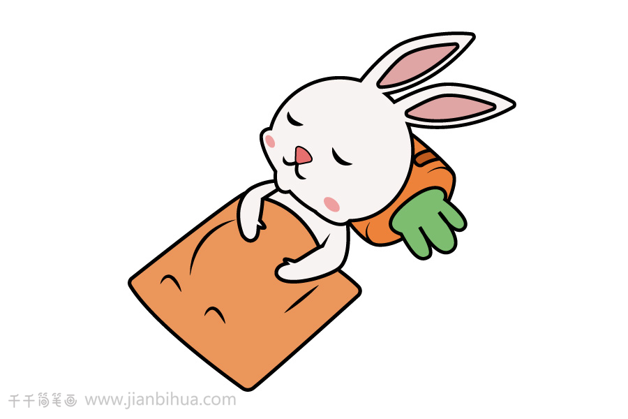 睡觉的小兔子简笔画图片