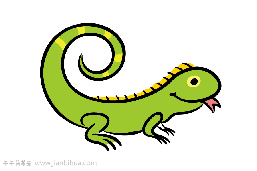 伸长舌头的蜥蜴简笔画