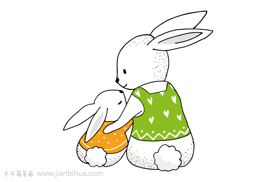 兔妈妈和小兔子彩色画图片