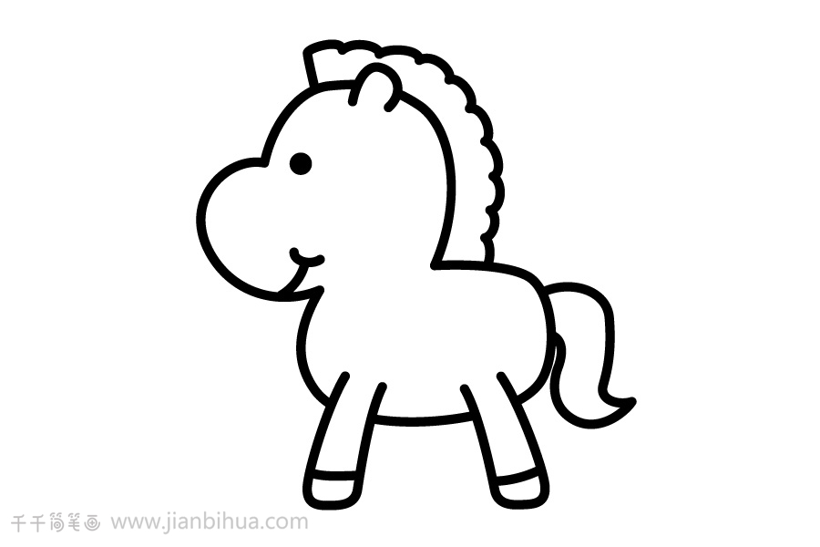 蹦蹦跳跳的小马简笔画图片