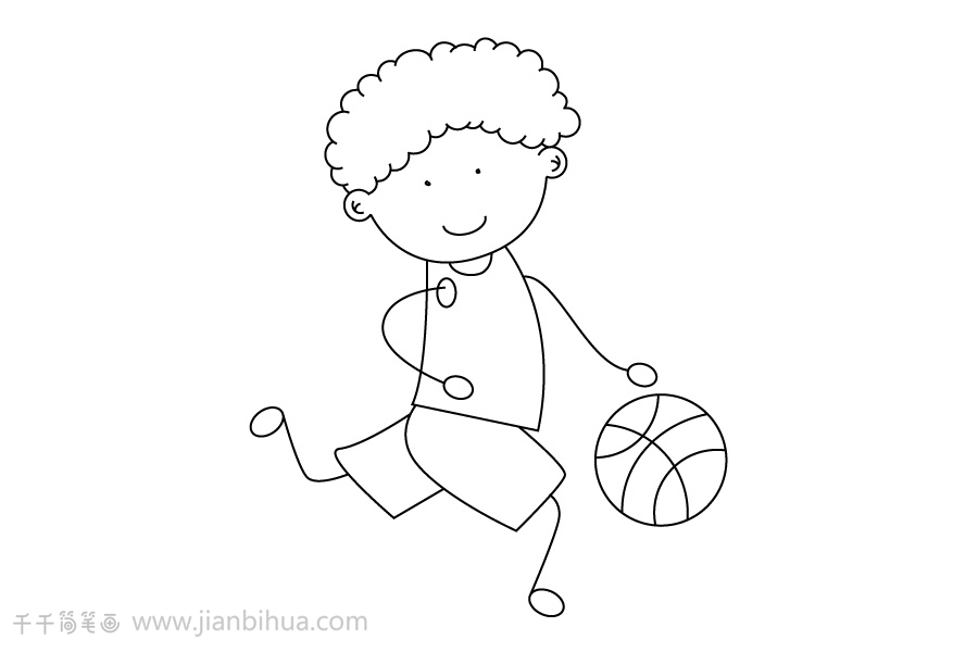 打篮球的小男孩简笔画