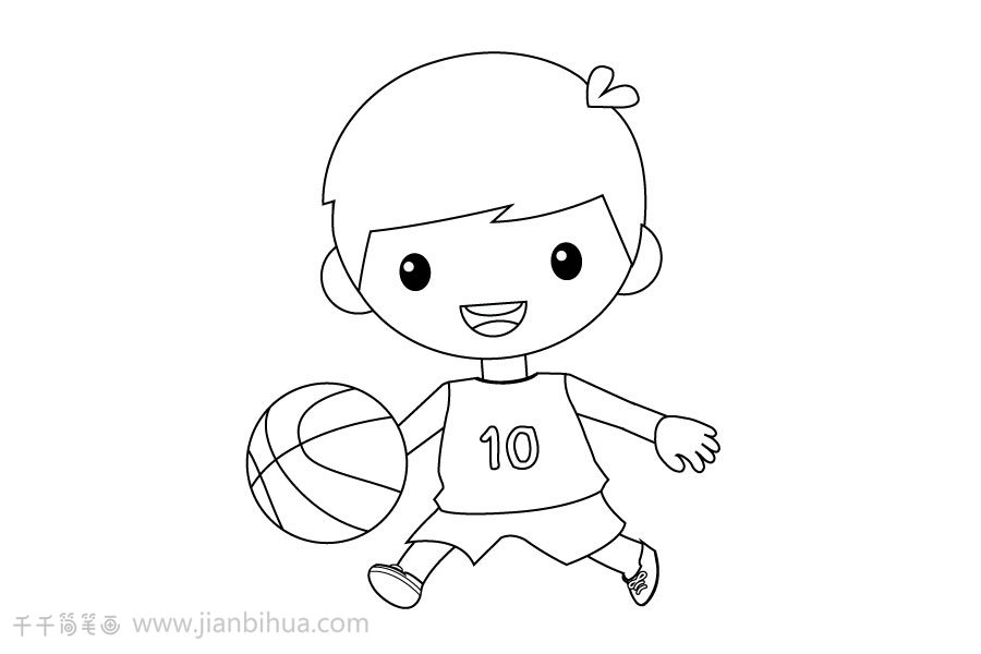 男生简笔画打篮球图片