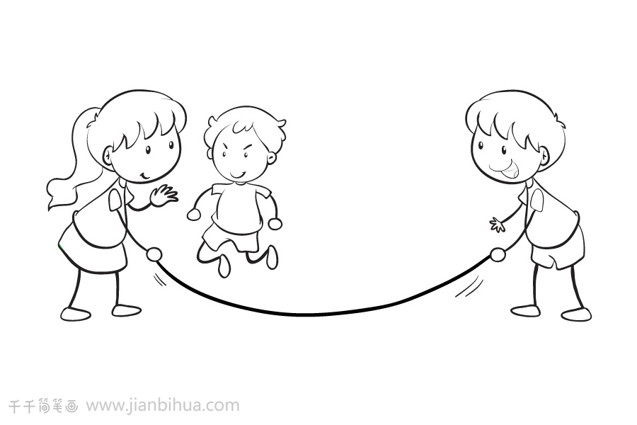 双人跳绳简笔画男孩图片
