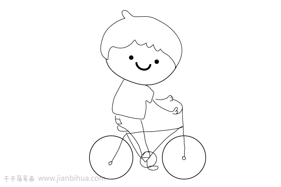 骑自行车的小男孩简笔画