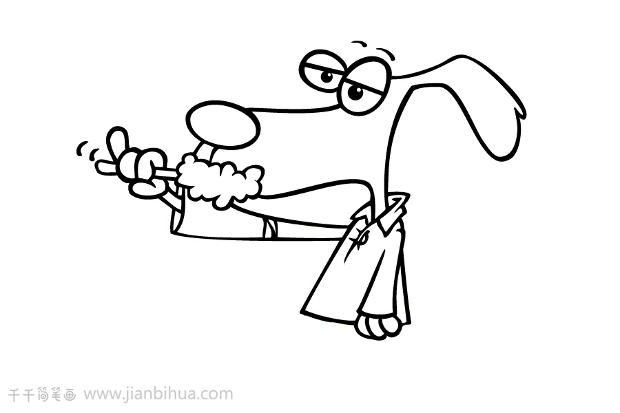 刷牙的小狗简笔画