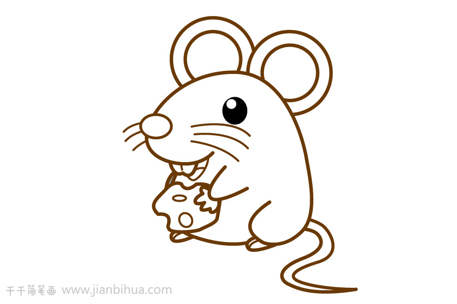 吃东西简笔画简单老鼠图片