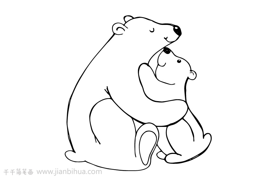 亲子时光熊妈妈和熊宝宝简笔画