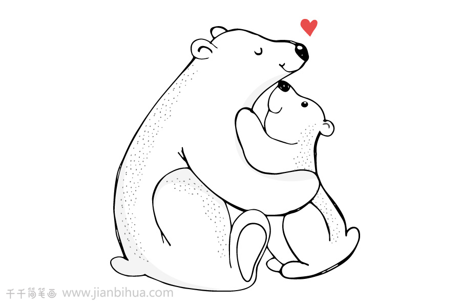 亲子时光 熊妈妈和熊宝宝简笔画