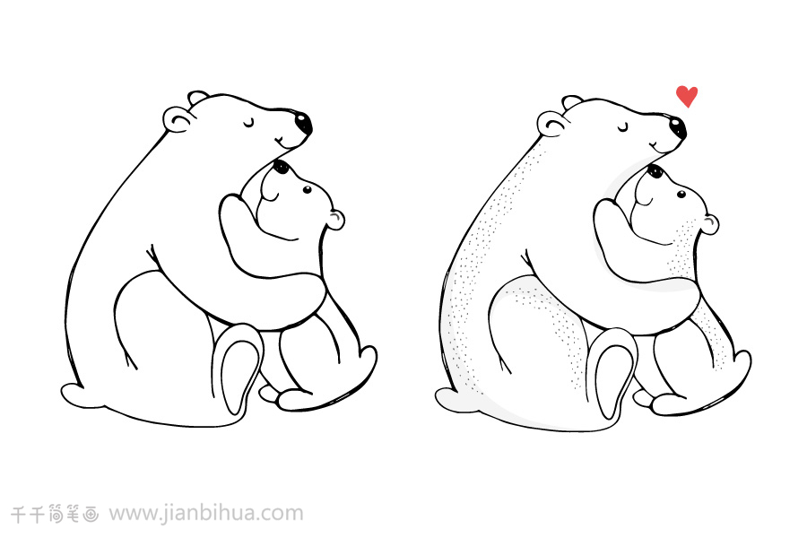 动物抱抱简笔画图片