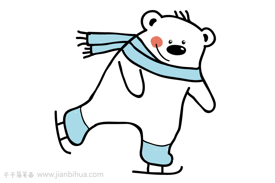 溜冰的小熊简笔画