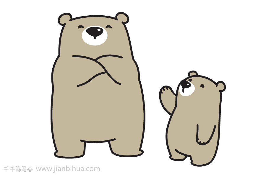 熊妈妈和熊宝宝简笔画