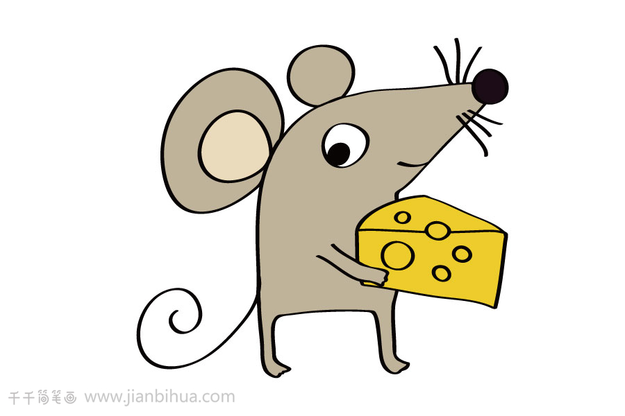 老鼠简笔画可爱彩色图片