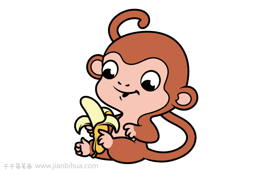 猴子吃香蕉图片简笔画图片