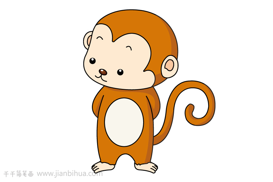 猴子简笔画上色简单图片