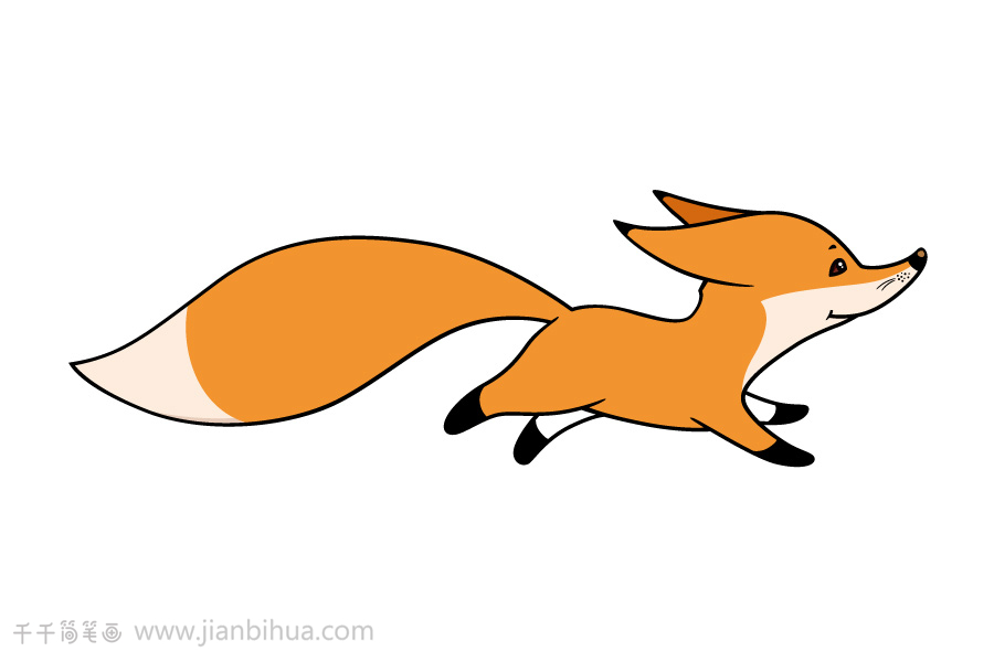 狐狸简笔画奔跑图片