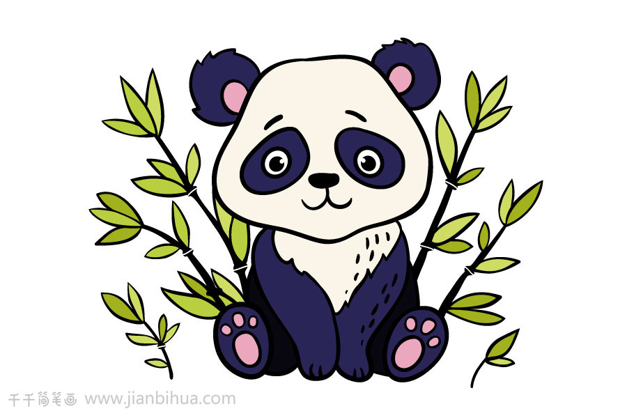 大熊猫的简笔画彩色图片