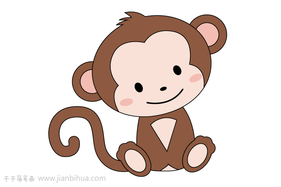 可爱的小猴子简笔画图解图片
