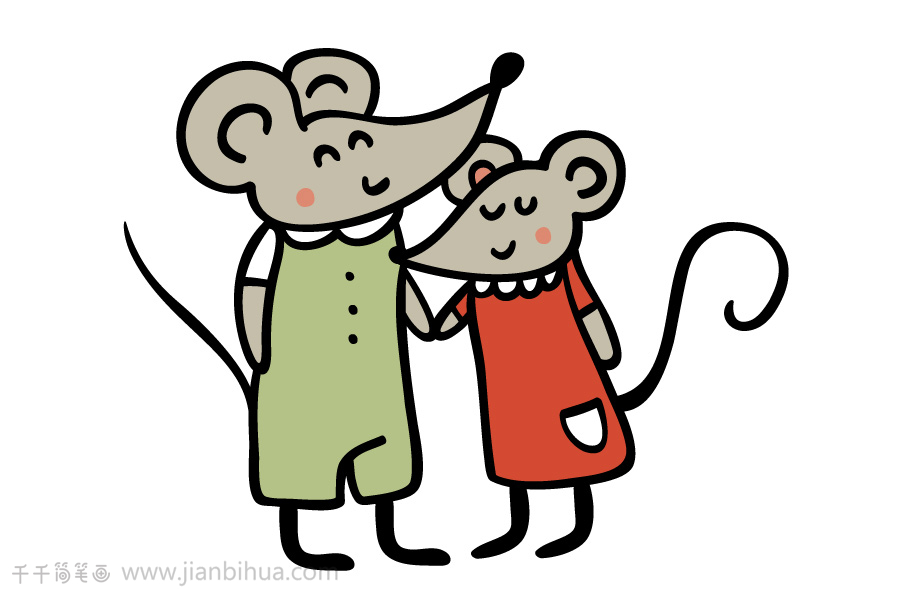 老鼠妈妈和老鼠爸爸简笔画步骤图