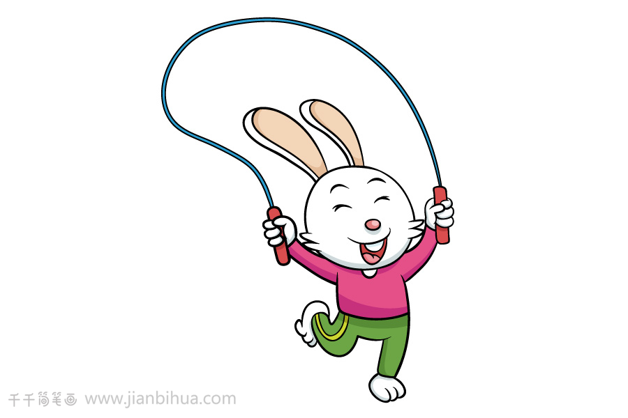 兔子跳跃的简笔画图片