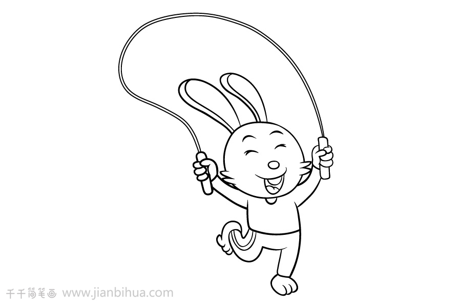 动物跳绳简笔画卡通图片