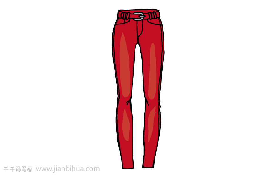 如何画红色长裤简笔画