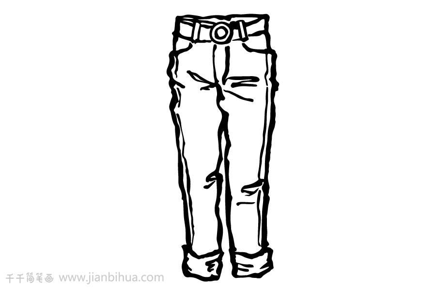 牛仔裤侧面画法图片