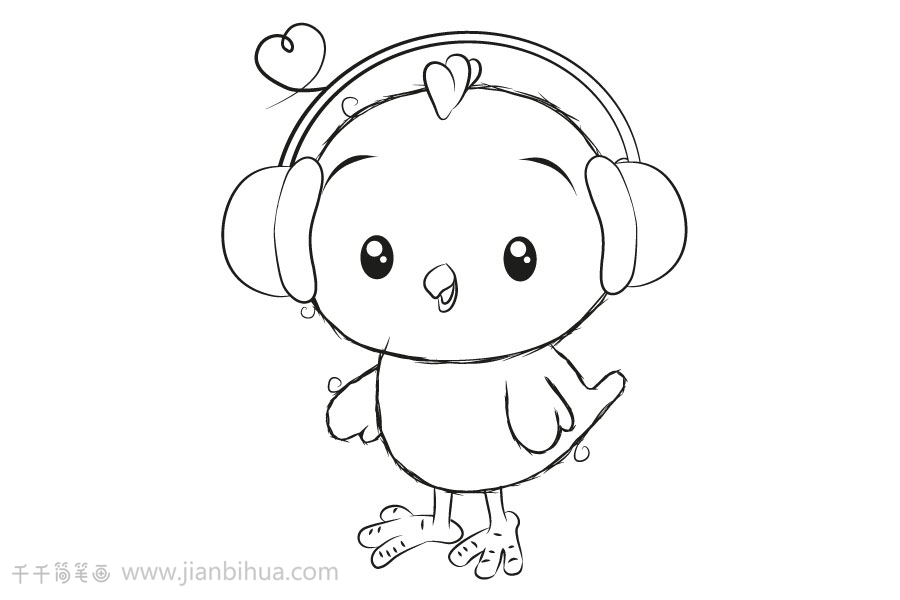 听音乐的小鸡简笔画 就是爱音乐
