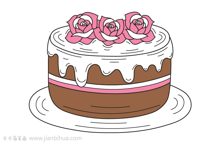 鲜花蛋糕简笔画图片