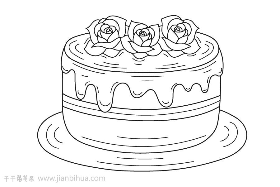 鲜花蛋糕简笔画图片