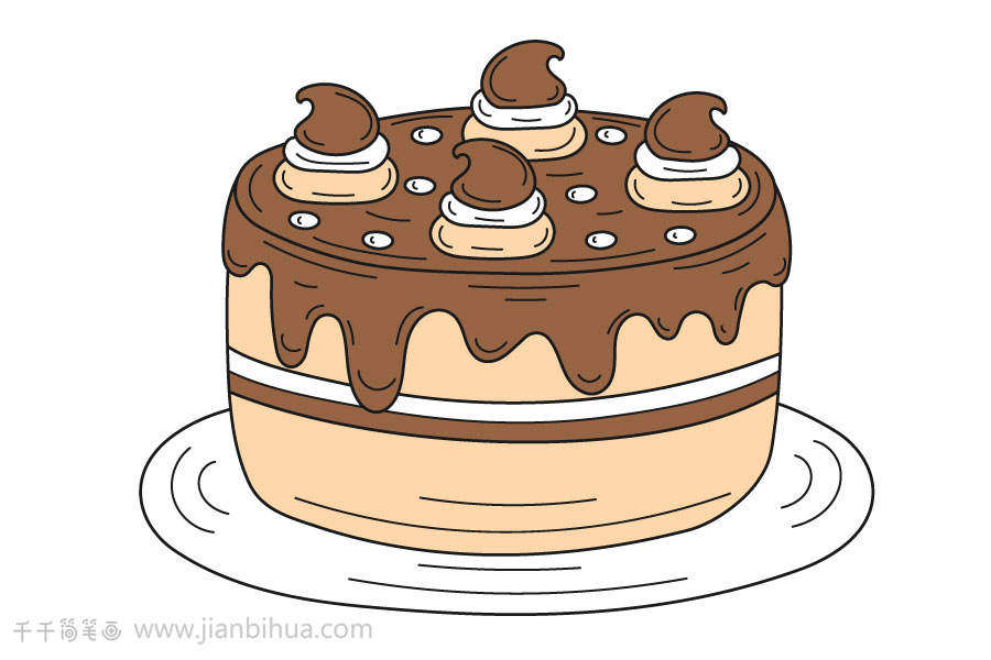 巧克力生日蛋糕简笔画图片