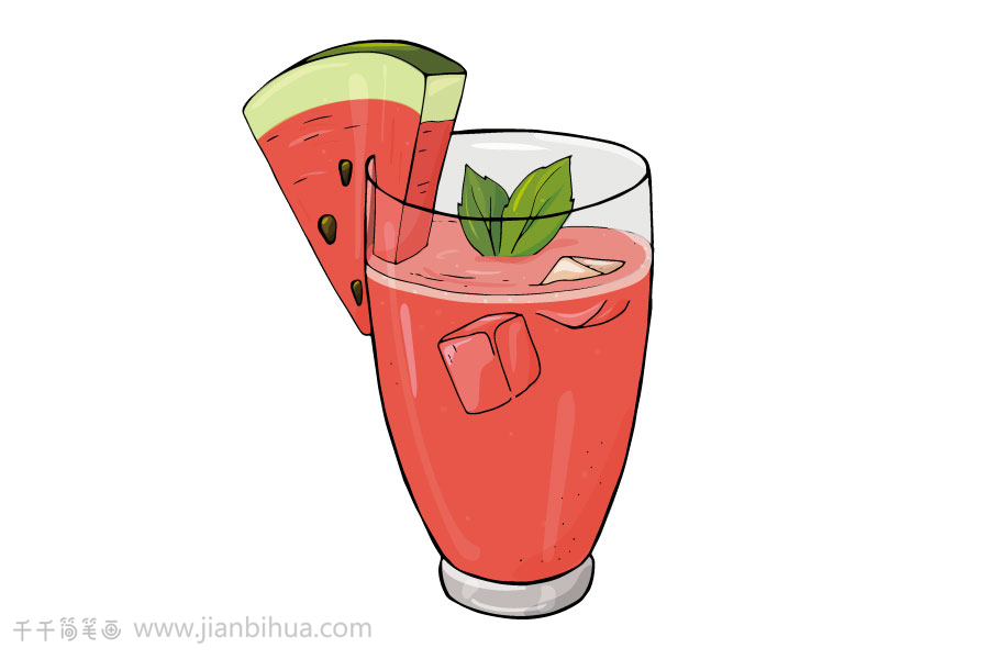 西瓜汁的简笔画图片