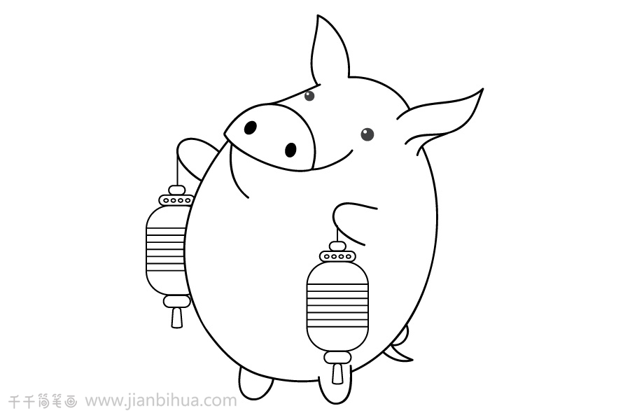 qq涂鸦猪猪画法图片