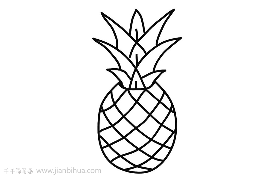 菠萝怎么画简单又好看,儿童简笔画菠萝的画法,水果简笔画图片