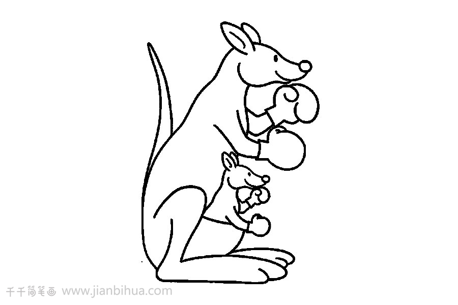 袋鼠简笔画亲子绘画