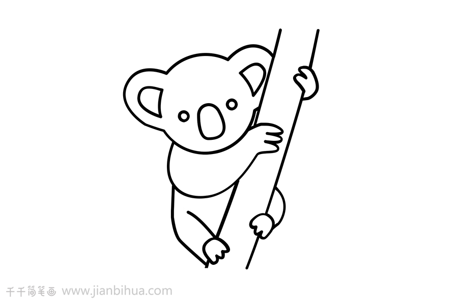 树袋熊爬树简笔画图片