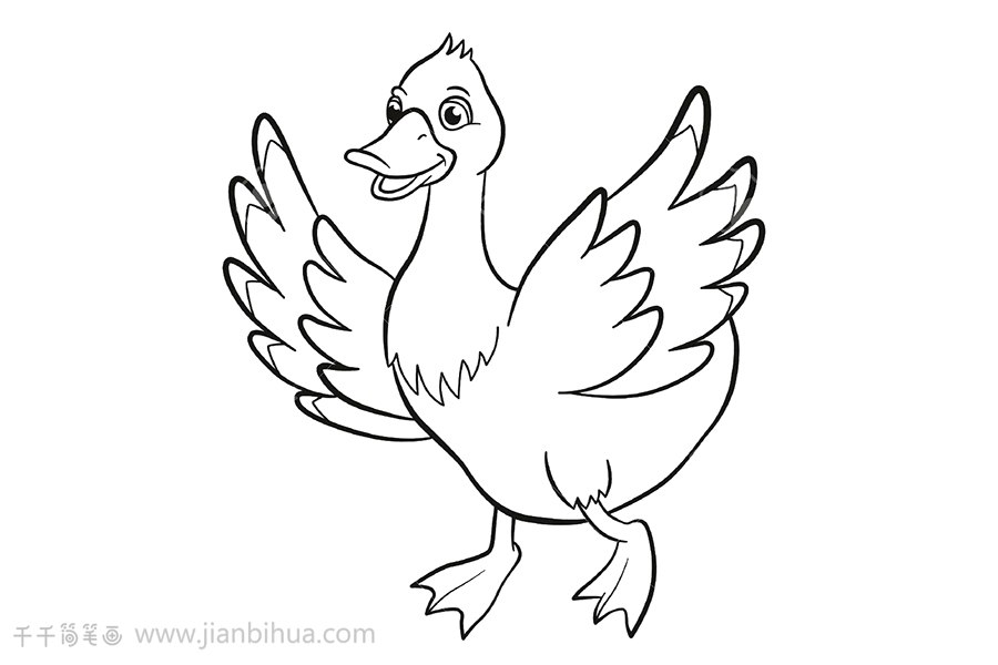 鸭子简笔画亲子绘画