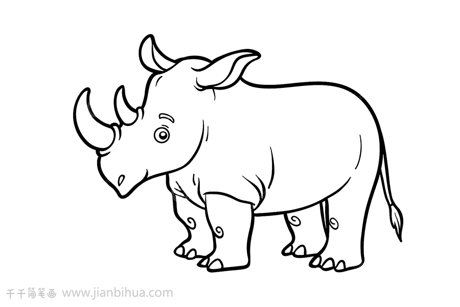 白犀牛简笔画图片