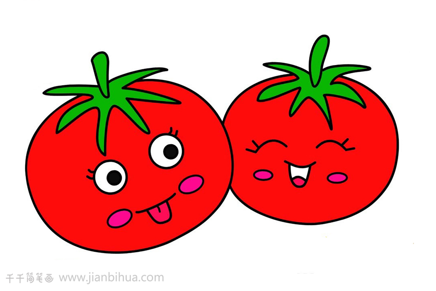 番茄简笔画彩色图片
