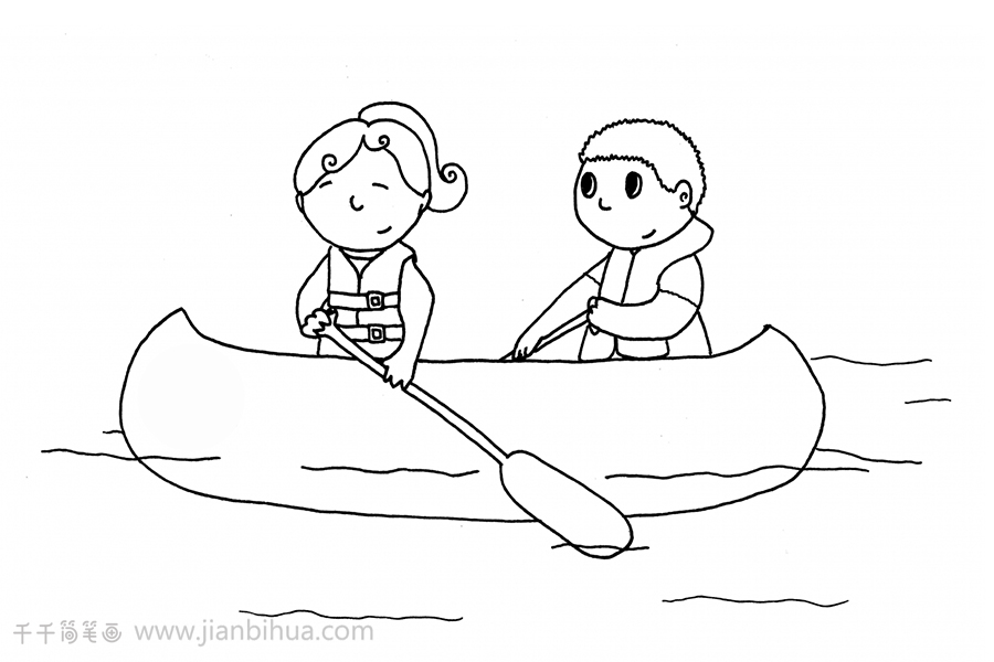 皮划艇运动员简笔画图片