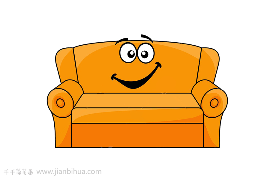 沙发简笔画彩色简单图片