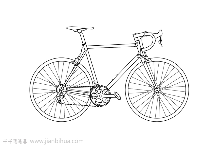 自行车简图 一笔画图片