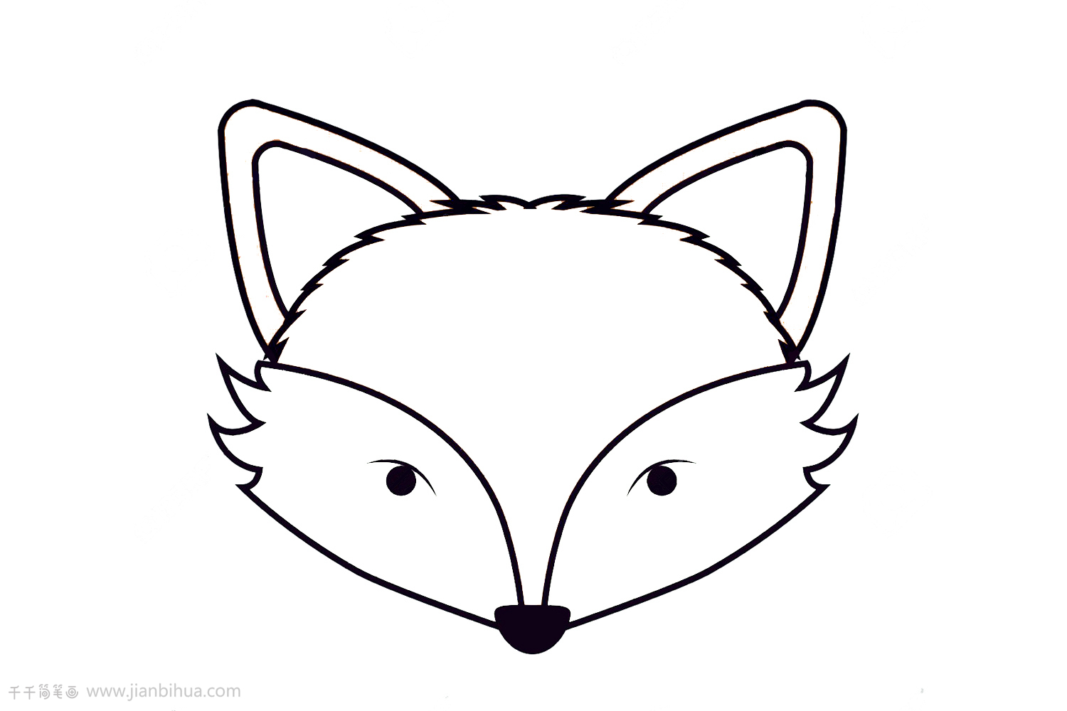 狐狸头像简笔画画法_动物头像填色画简笔画