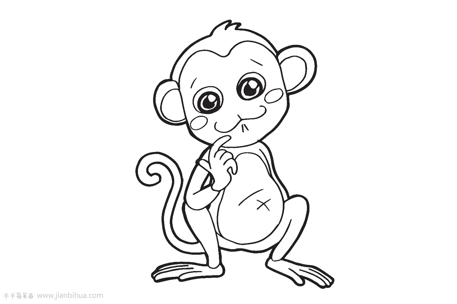 可爱萌猴子简笔画,超萌可爱猴子简笔画 - 简笔画 - 恩尚学塘