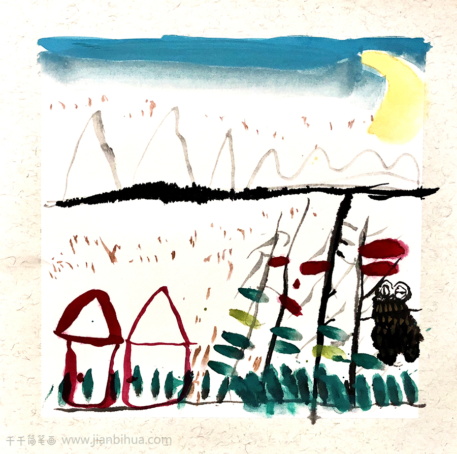 儿童画银奖作品残月儿童画画大全