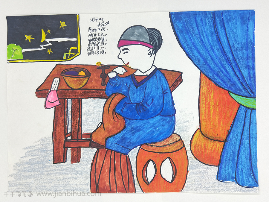 儿童画作品慈母手中线儿童画作品欣赏