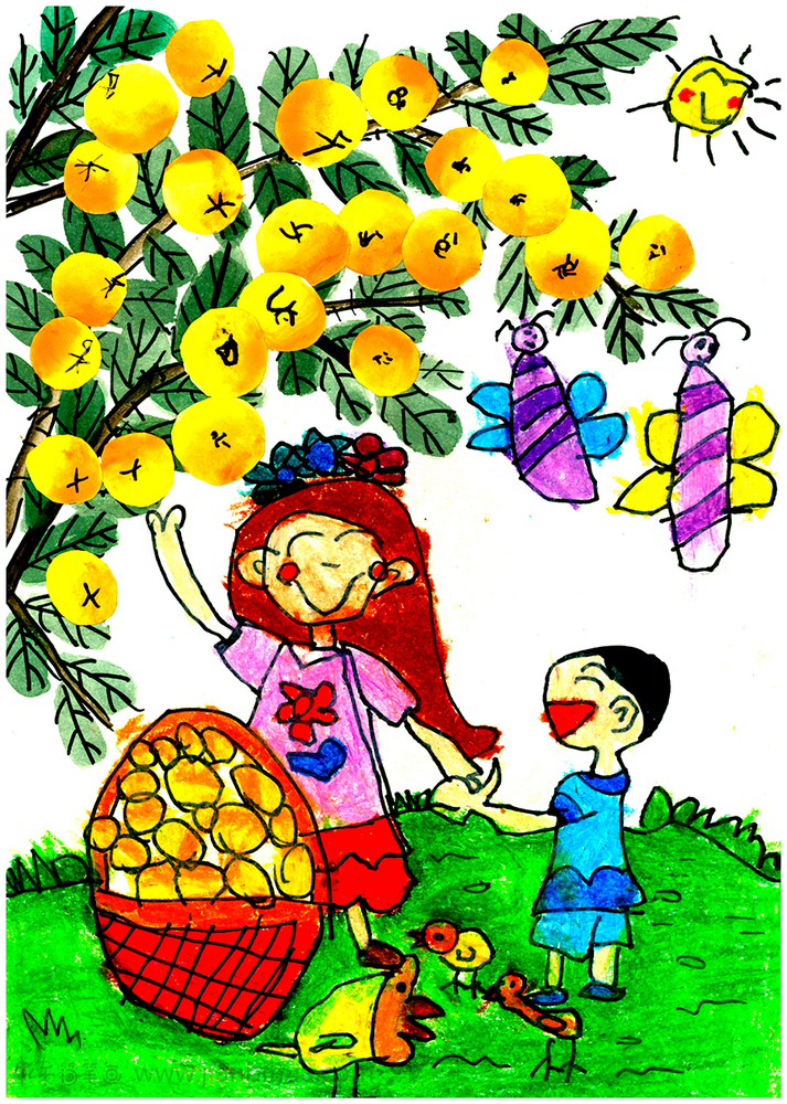 儿童画作品初夏游张园优秀儿童画