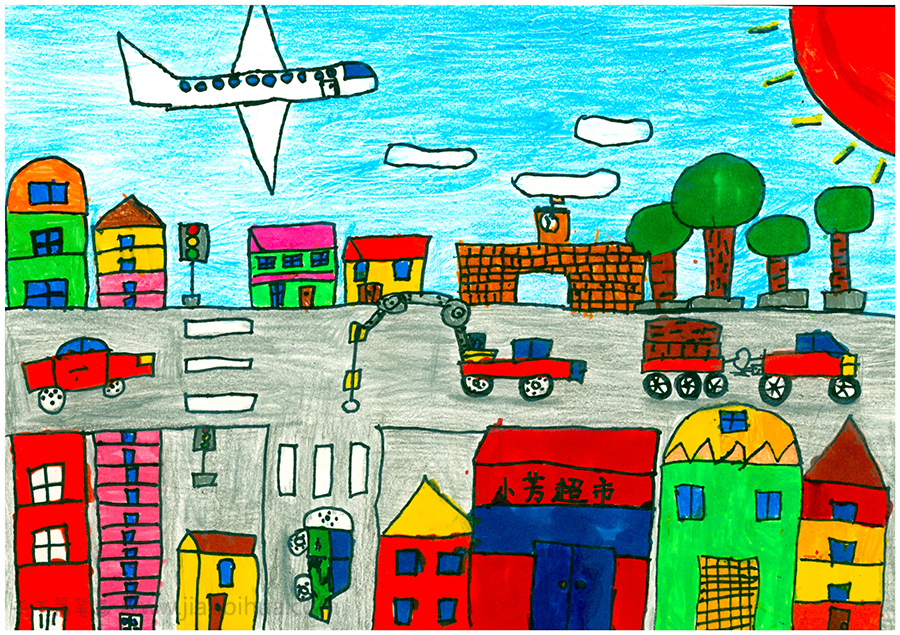 儿童画作品城市之歌儿童画赏析
